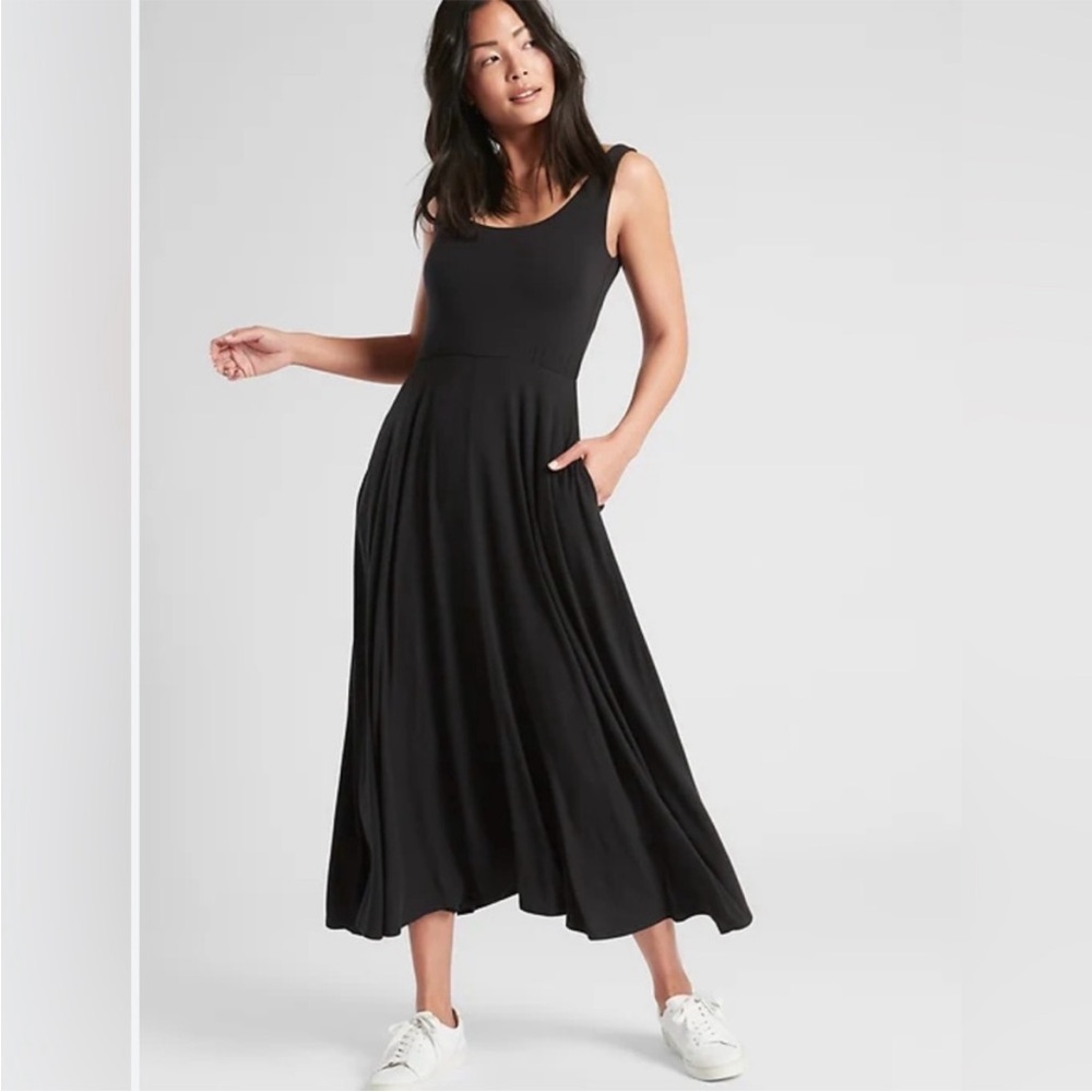 Athleta Black Costa Midi Dress Size Small